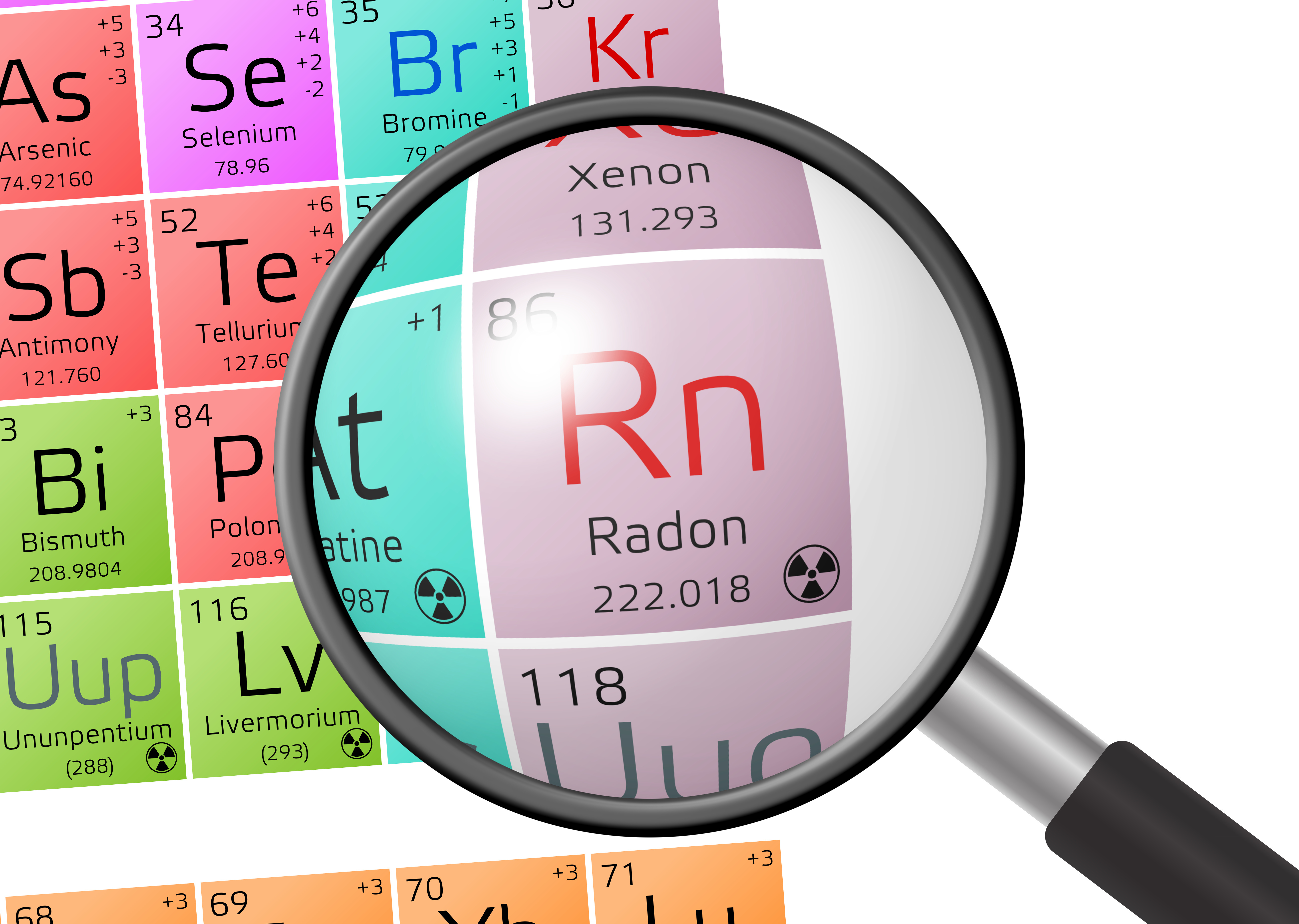Image of Radon element, which is radioactive and dangerous in a home